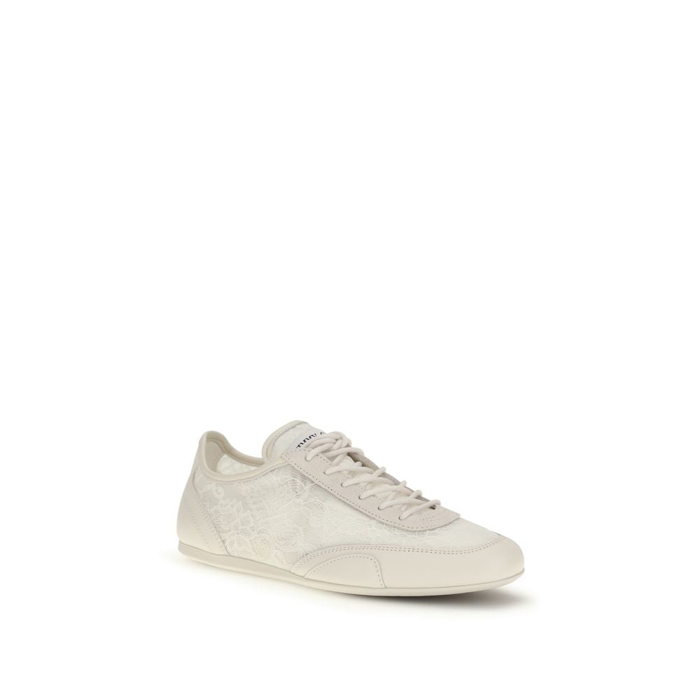 Beige Calf Leather Bos Taurus Athletic Sneakers