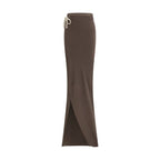 Brown Cotton Long Skirt