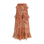 Orange Cotton Long Skirt