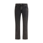 Black Cotton Straight-Leg Jeans