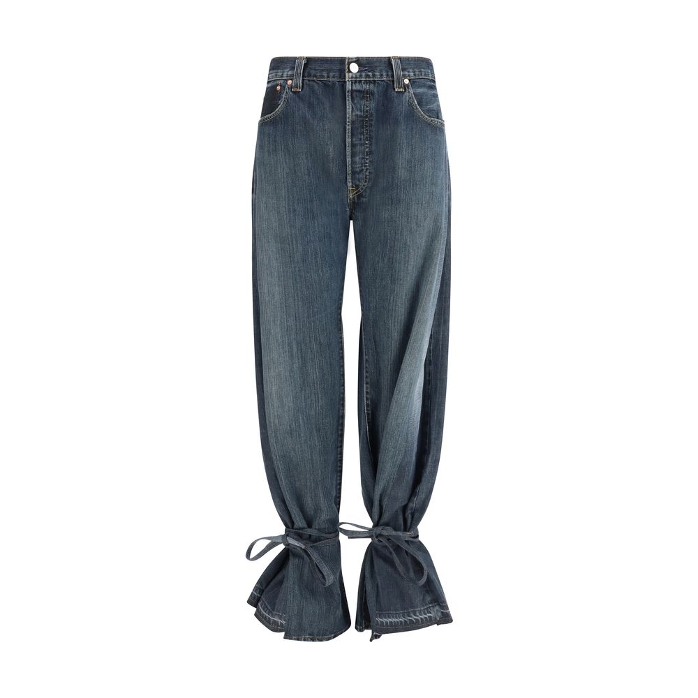 Gray Cotton Straight-Leg Jeans
