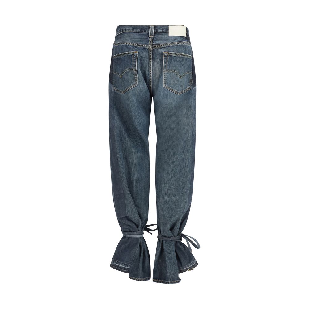 Gray Cotton Straight-Leg Jeans