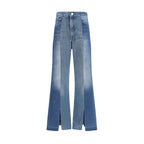 Blue Cotton Flared Jeans