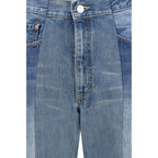 Blue Cotton Flared Jeans