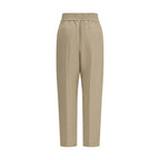 Beige Viscose Casual Pants