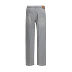 Gray Cotton Straight-Leg Jeans