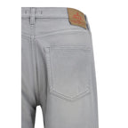 Gray Cotton Straight-Leg Jeans