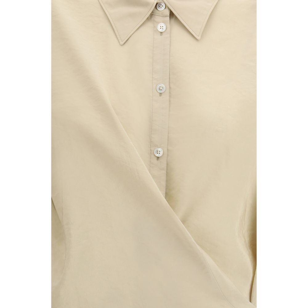 Beige Silk Dress Shirt