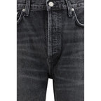 Black Cotton Straight-Leg Jeans