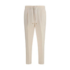 Beige Linen Casual Pants