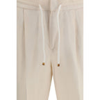 Beige Linen Casual Pants