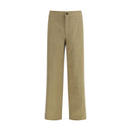 Beige Cotton Casual Pants