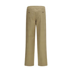 Beige Cotton Casual Pants