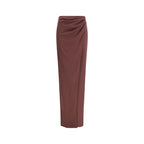 Brown Silk Midi Skirt