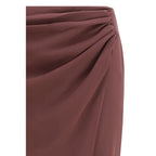 Brown Silk Midi Skirt