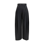 Black Polyester Casual Pants