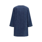 Blue Cotton Casual Dress