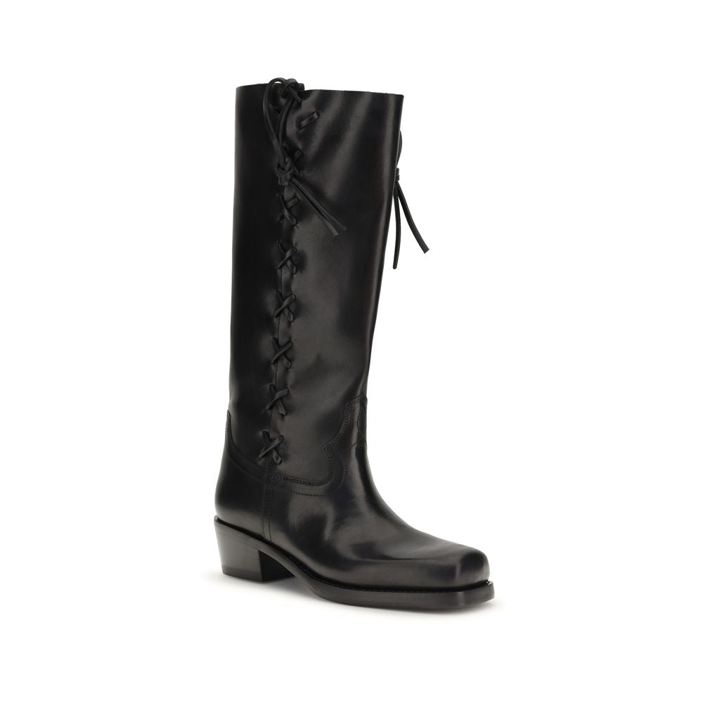 Black Calf Leather Bos Taurus Lace-Up Boots