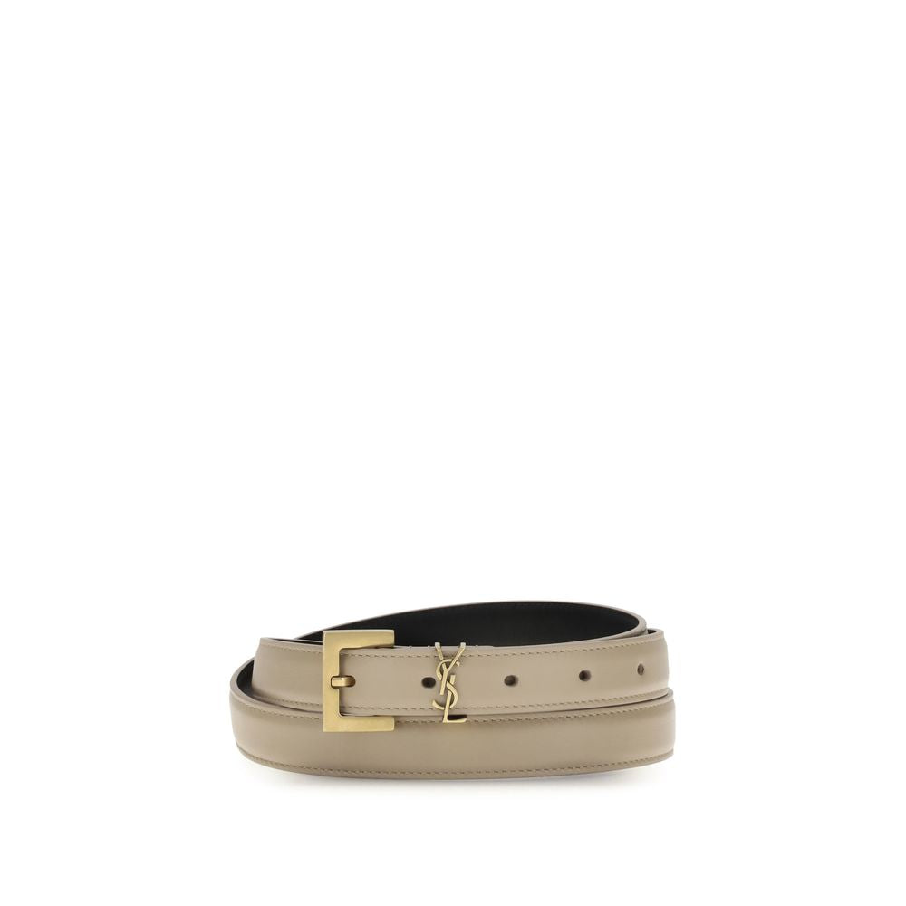 Beige Calf Leather Bos Taurus Thin Belt