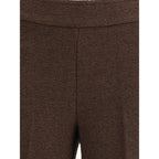 Brown Polyester Casual Pants