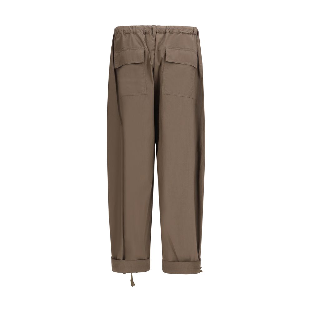 Brown Cotton Casual Pants