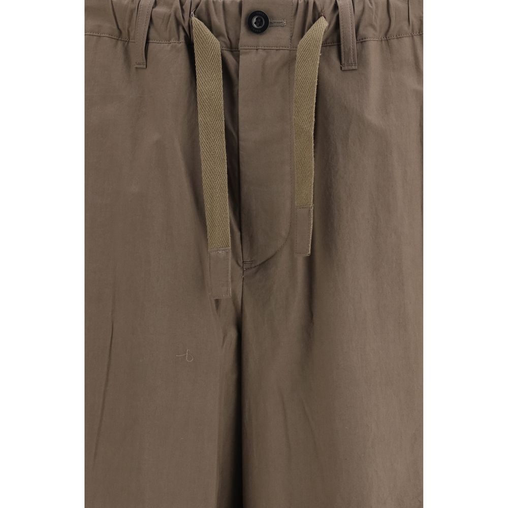 Brown Cotton Casual Pants