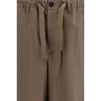Brown Cotton Casual Pants