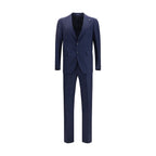 Blue Fleece Wool Two-Piece Suit