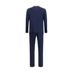 Blue Fleece Wool Two-Piece Suit