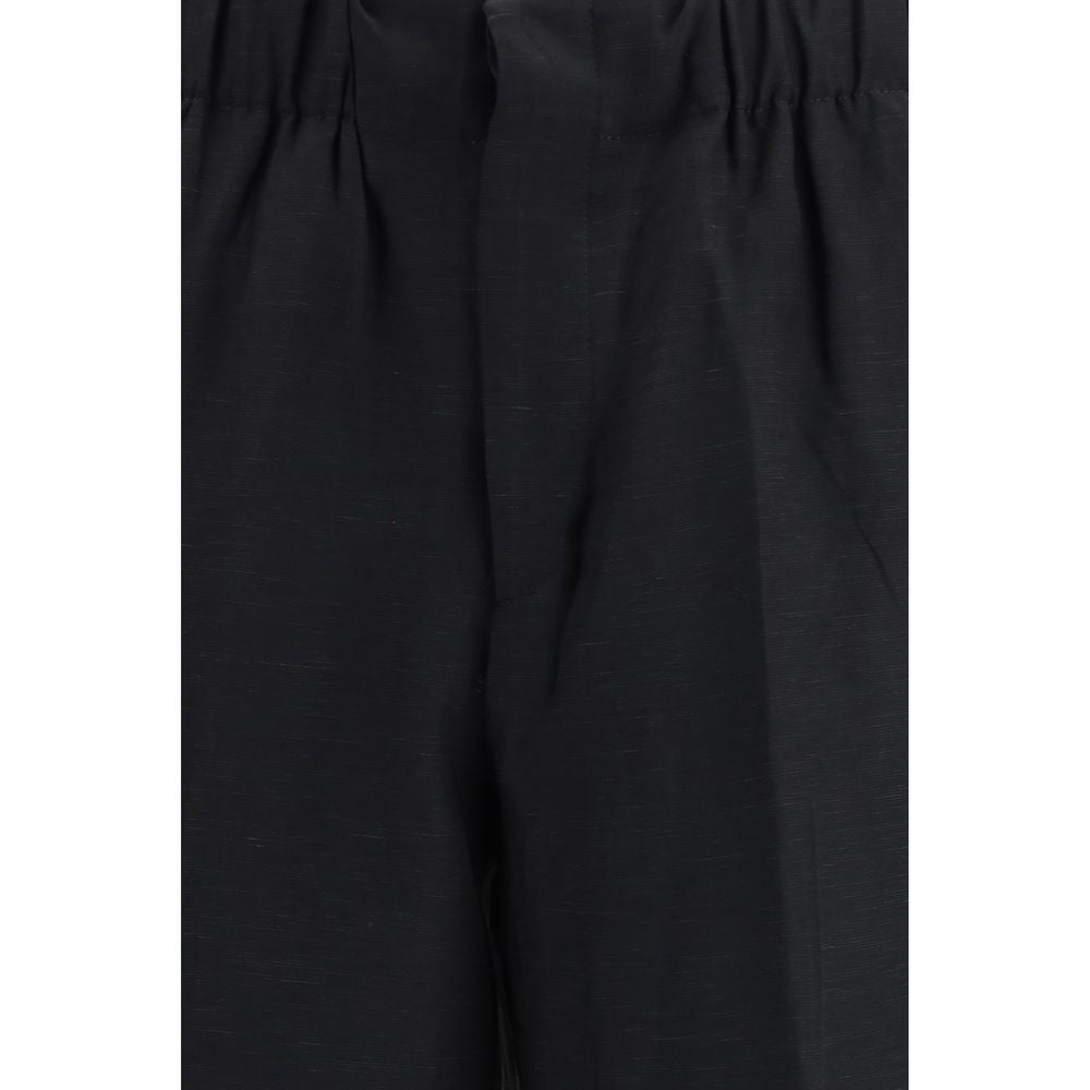 Black Viscose Casual Pants