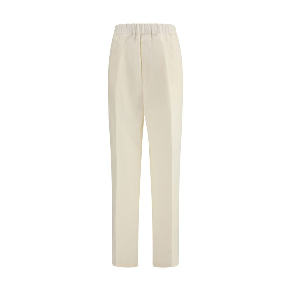 Beige Viscose Casual Pants