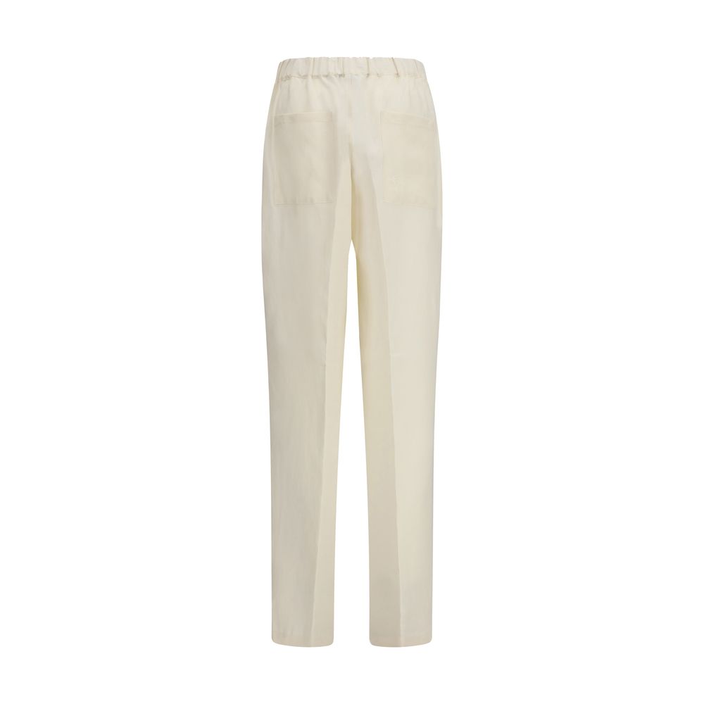 Beige Viscose Casual Pants
