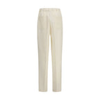 Beige Viscose Casual Pants