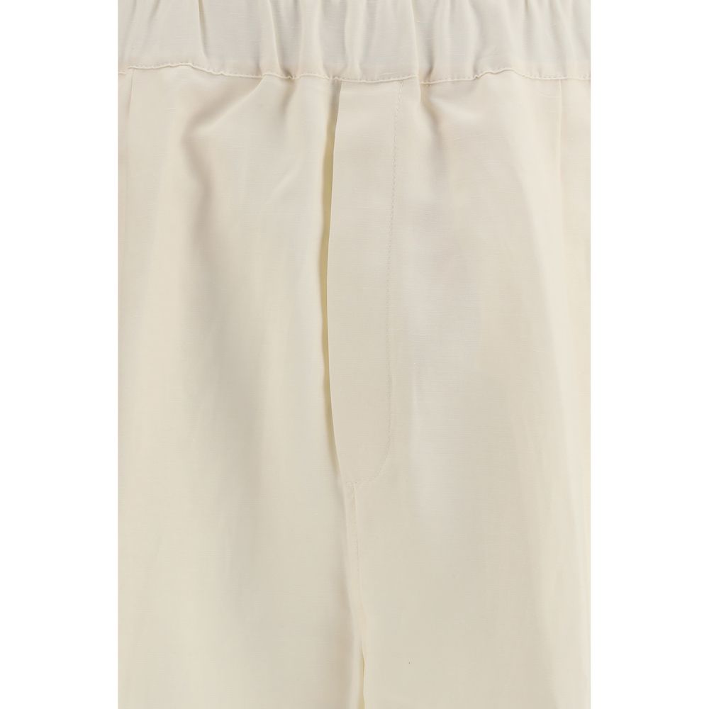 Beige Viscose Casual Pants