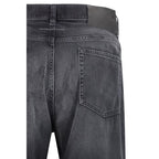 Black Cotton Straight-Leg Jeans
