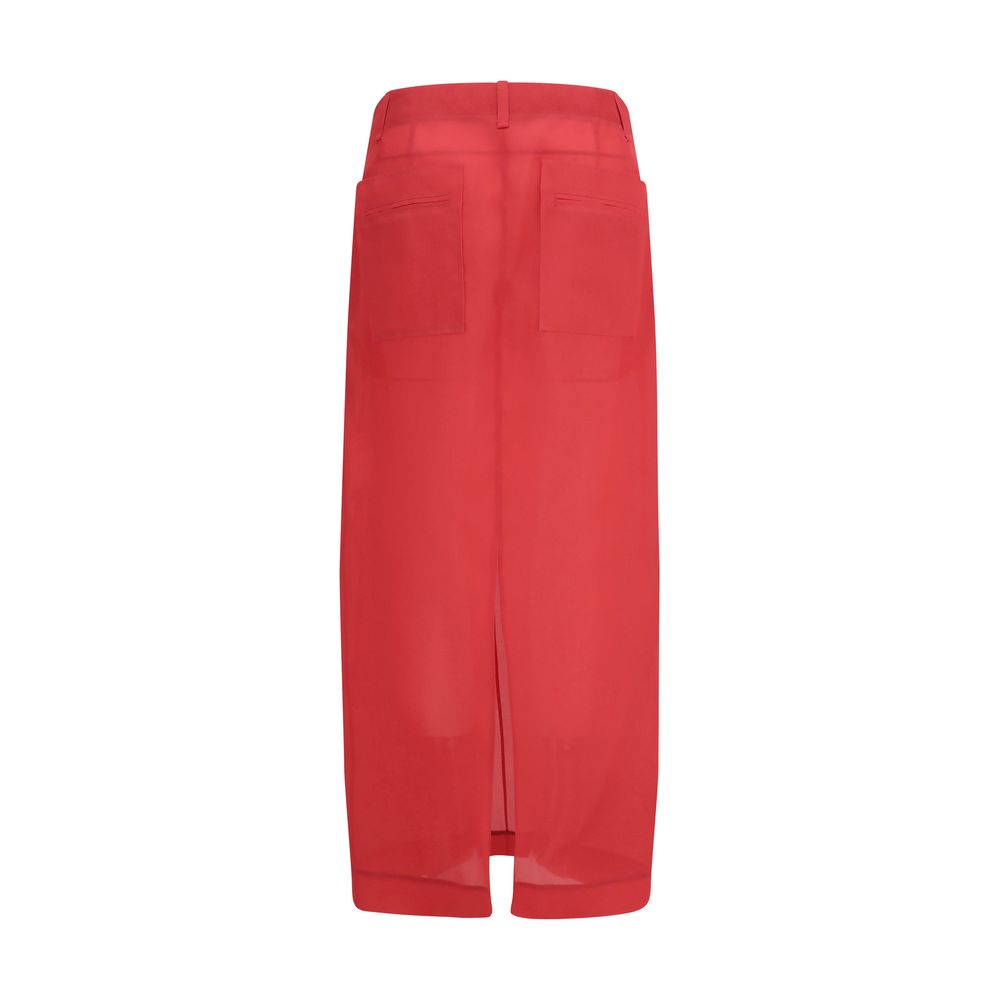 Multicolor Silk Midi Skirt