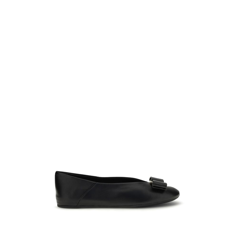 Black Calf Leather Bos Taurus Ballet Flats