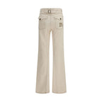 Beige Cotton Bootcut Jeans