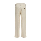 Beige Cotton Flared Jeans