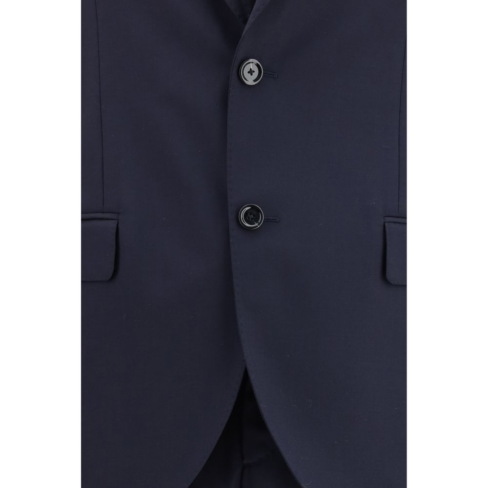 Blue Fleece Wool Two-Piece Suit