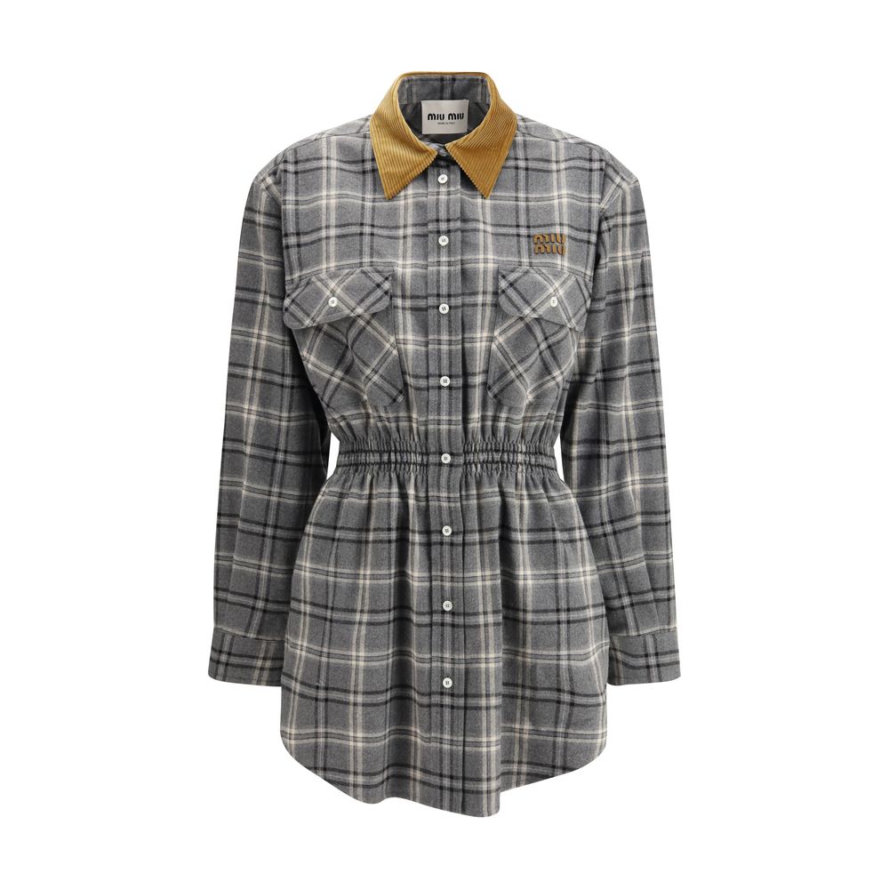 Gray Cotton Casual Dress