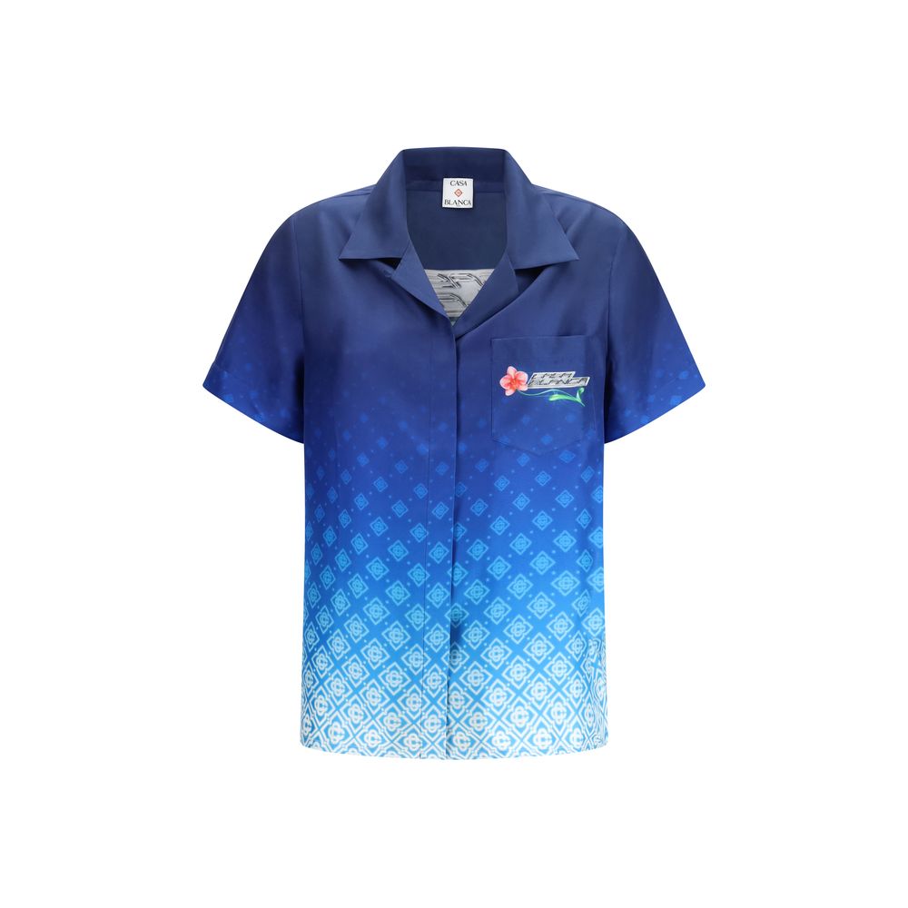 Blue Silk Pattern Shirt