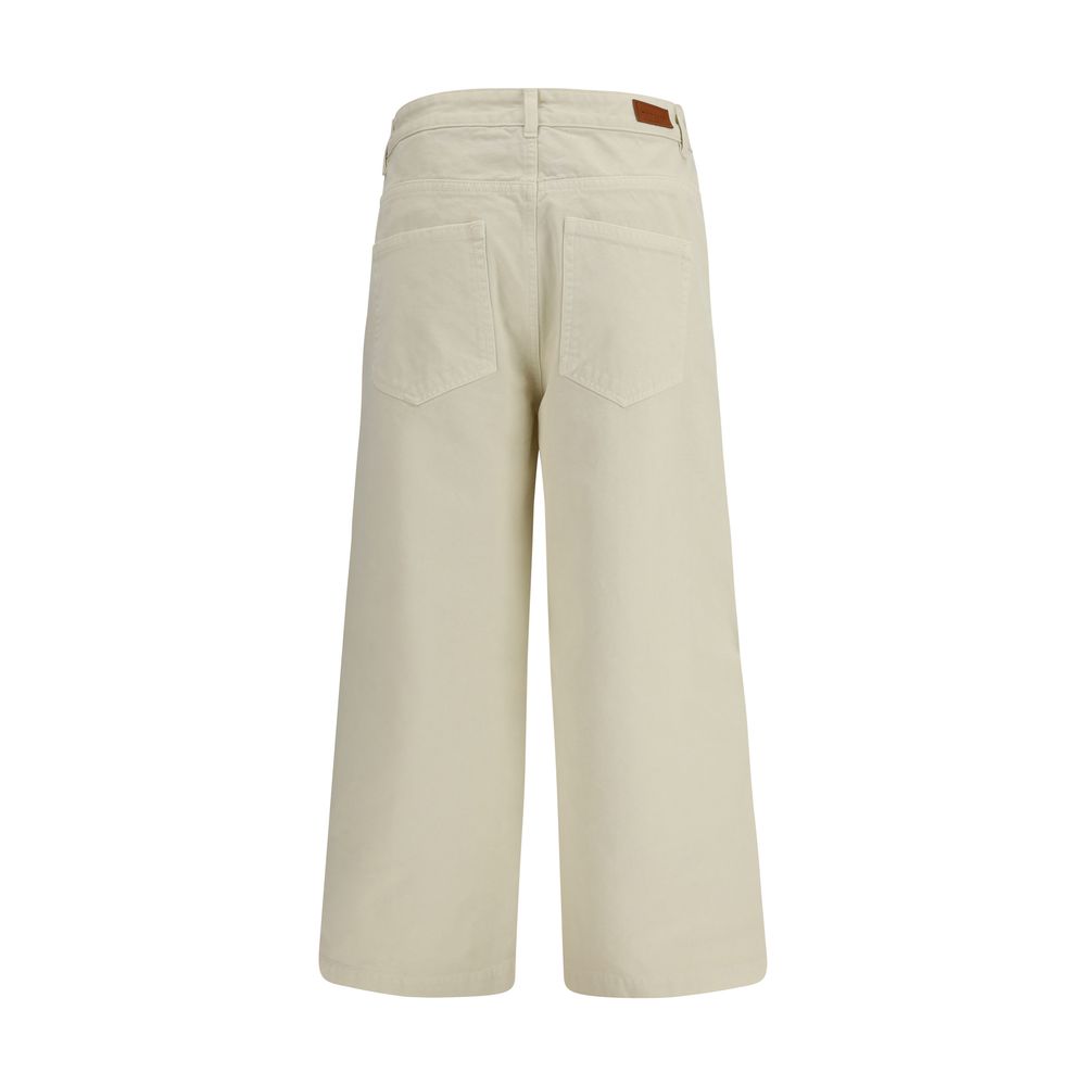 Beige Cotton Casual Pants