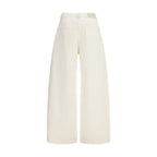 Beige Cotton Casual Pants