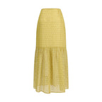 Bicolor Silk Long Skirt