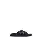 Black Calf Leather Bos Taurus Flat Sandals