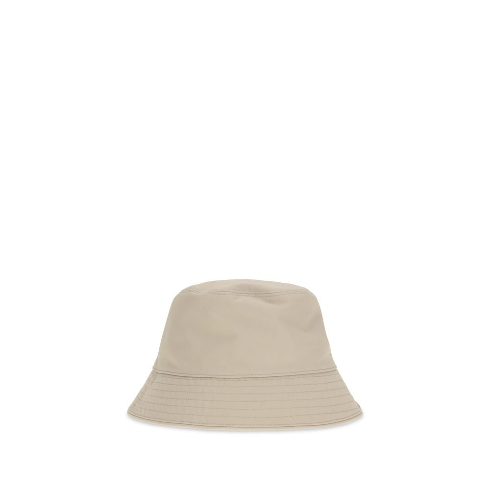Beige Cotton Bucket Hat