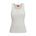White Cotton Sleeveles T-Shirt