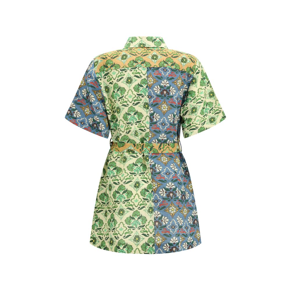 Multicolor Linen Casual Dress