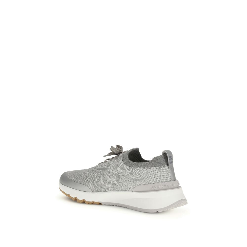 Gray Cotton Athletic Sneakers